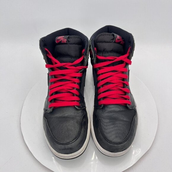 Nike Air Jordan 1 Retro High Men Size 9.5 555088-060 Black Satin Gym Red Shoes - Picture 3 of 12